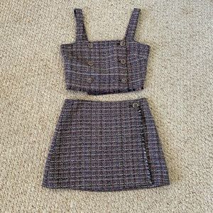 Sugarlips Plaid Two-Piece Set in Purple and Black